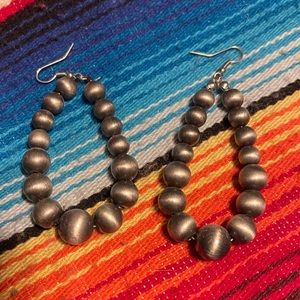 Faux Navajo Pearl Loop Earrings-WESTERN JEWERY